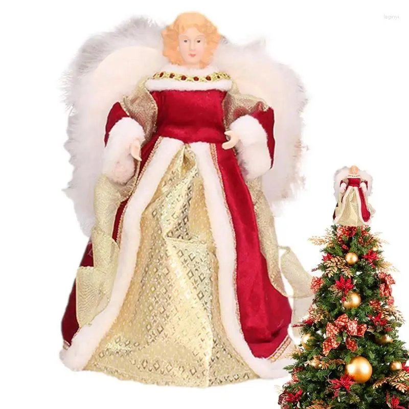 Decorações de Natal Angel Tree Topper 3D LED iluminado com asas Treetop para férias Tretop Figurine Home Decor