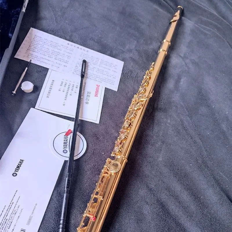 Made in Japan Flute Professional Cupronickel Otwarcie C Key 17 Hole Flute 18K Gold Gold Muzyczne instrumenty z obudową