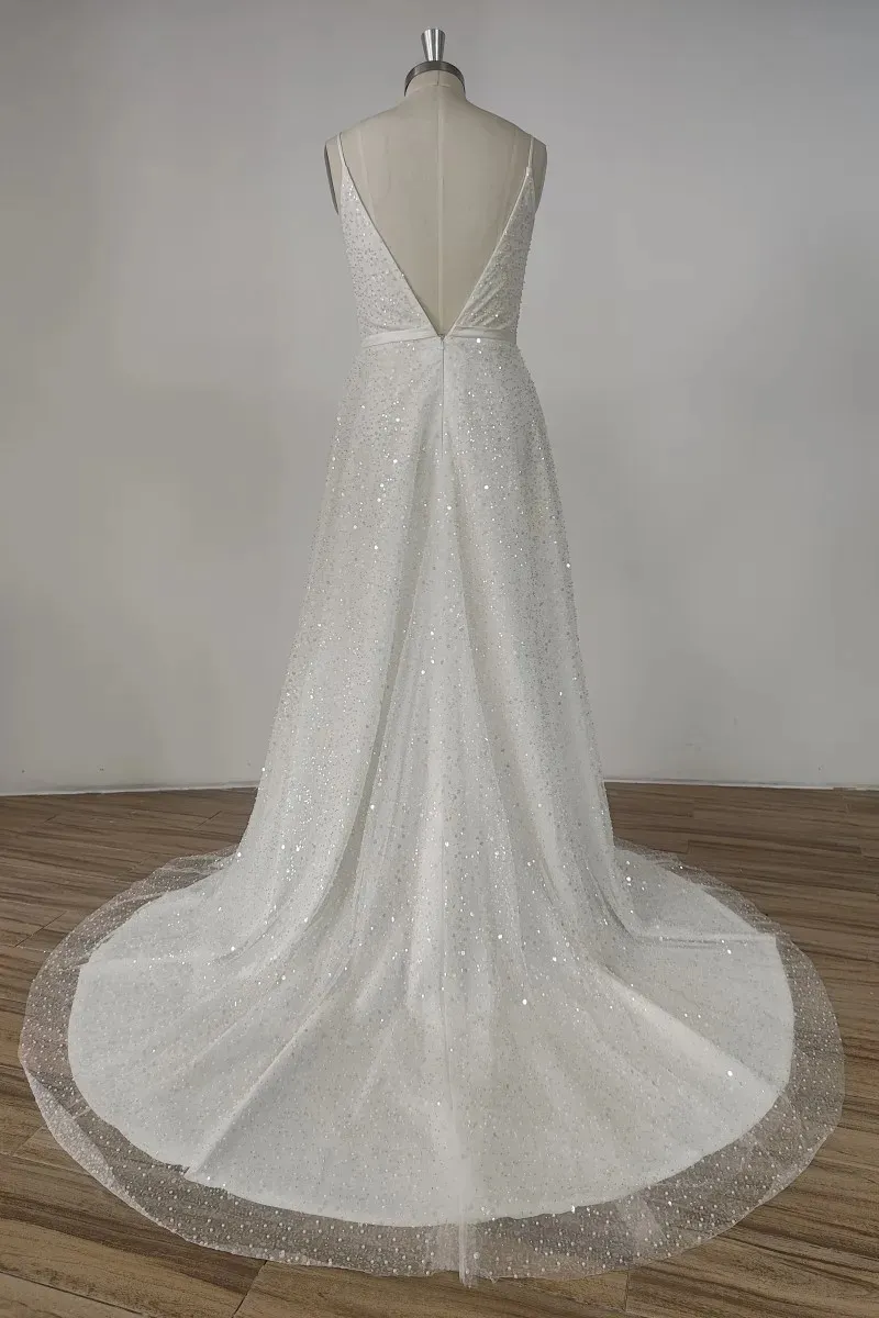 Sparkling Boho Wedding Dress - Glitter Backless Deep V-Neck Sequined Bridal Gown A-Line Side Slit, Sweep Train - Buy Now! from Dhgate A-Line Wedding Dresses - price 120.61 Sparkling Boho Wedding Dress - Glitter Backless Deep V-Neck Sequined Bridal Gown A-Line Side Slit, Sweep Train - Buy Now! from Dhgate A-Line Wedding Dresses - price 120.61