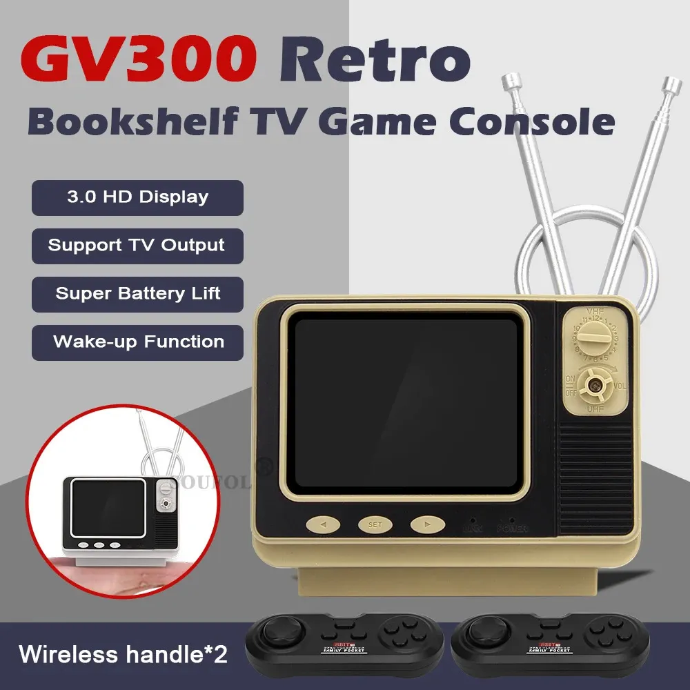 Controller di gioco Joystick Mini Console per videogiochi TV retrò Console per videogiochi portatile Orologio digitale integrato 108 giochi diversi per NES Uscita AV GV300 231024