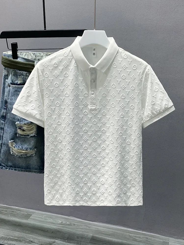 Designer Fashion Top High Quality Business Clothing Embroidered Collar Details Short Sleeve Polo Shirt Mens Tee M4xl