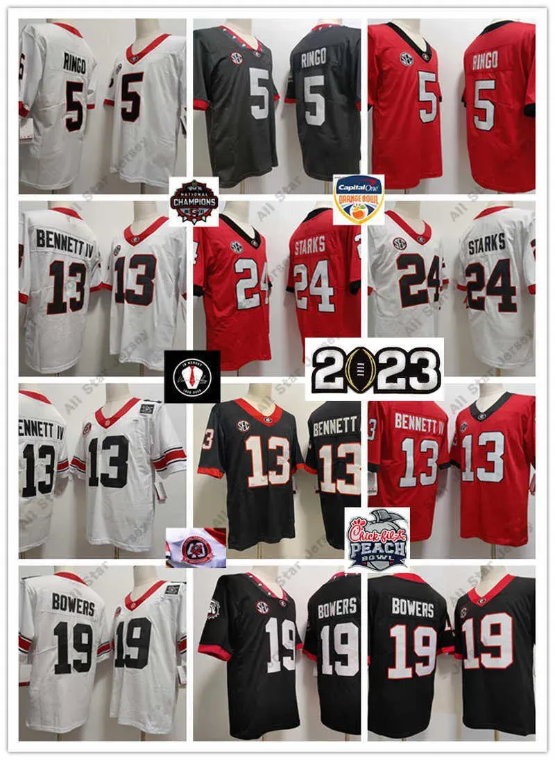 American College Football Wear Brock Bowers Stetson Bennett IV 2023 College Football Champions Jersey Kelee Ringo 24 Malaki Starks 88 Jalen