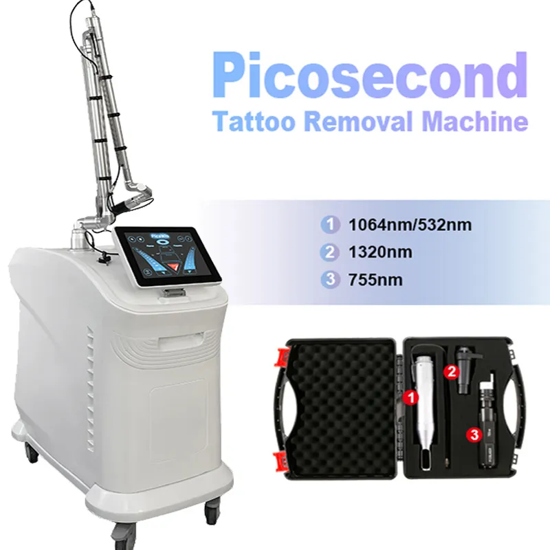 Macchina per la rimozione del tatuaggio laser a picosecondi verticale ND YAG Q Switch Pico Laser Sopracciglio Lavaggio Pigmento Voglia Rimozione della linea degli occhi Trattamento bambola nera