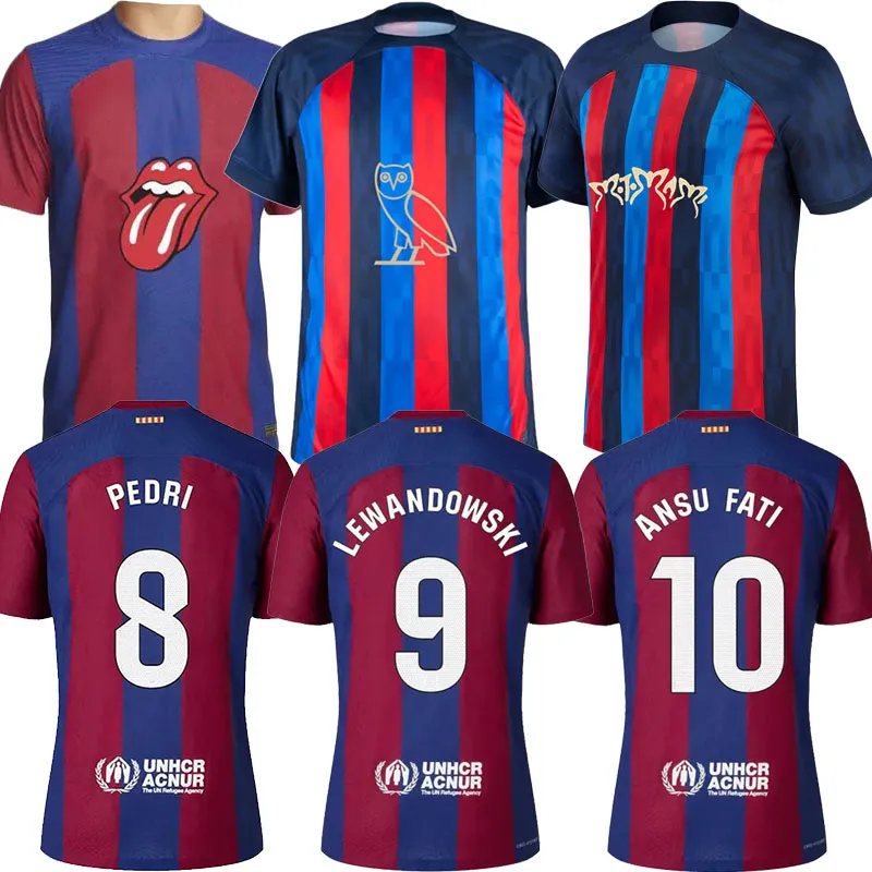 Maglie 125 anniversario del Barcellona PEDRI GAVI 2023 2024 Maglie da calcio speciali Barca Rolling Stone Maglia Rosalia Motomami 23 24 Maglia