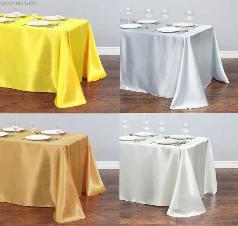 Bordduk 1pcs Satin Tracloth Modern Style Gold White Trabed för julbröllopsfest Bord täcker röd duk Hem 7164234