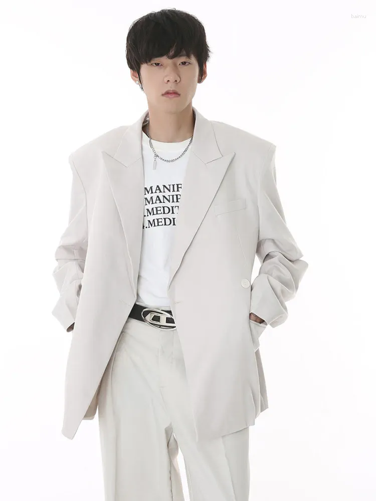Abiti da uomo SYUHGFA Blazer Slim stile coreano Casual allentato Trend Suit Cappotto staccabile Manica corta Spallacci Giubbotti Autunno