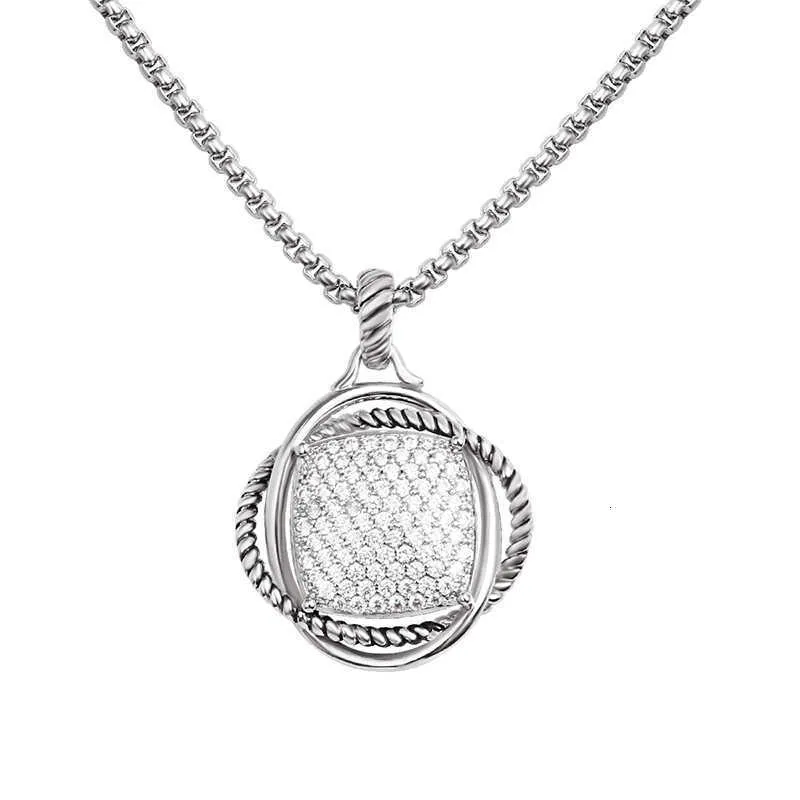 DY Colliers Designer Bijoux Classiques Bijoux de Charme de Mode Similaire Populaire 20MM Imitation Diamant Grand Pendentif chaîne en Acier Inoxydable Bijoux Cadeau de Noël