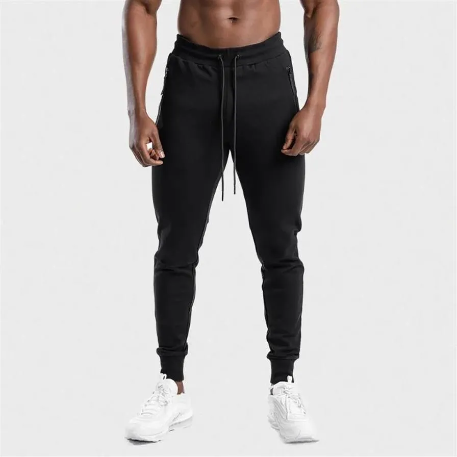 Pantaloni da uomo in cotone Jogger Autunno Pantaloni Solid Running Nero Workout275O