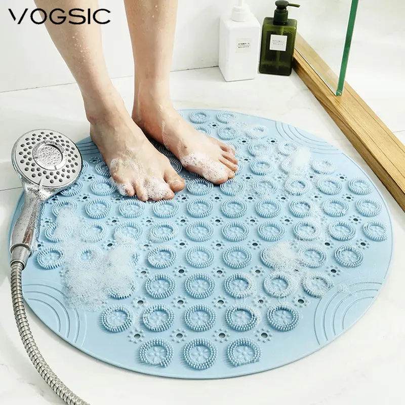 Bath Mats VOGSIC Non-Slip Bath Mat Bathtub Mat PVC Safety Shower With Drainage Holes Bath Carpet Foot Mat Organizer Bathroom Accessories 231024