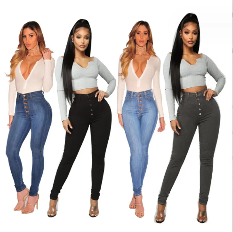 Vrouwen skinny slanke jeans push-up hoge taille broek dames casual slim fit lange broek vrouwelijke broek