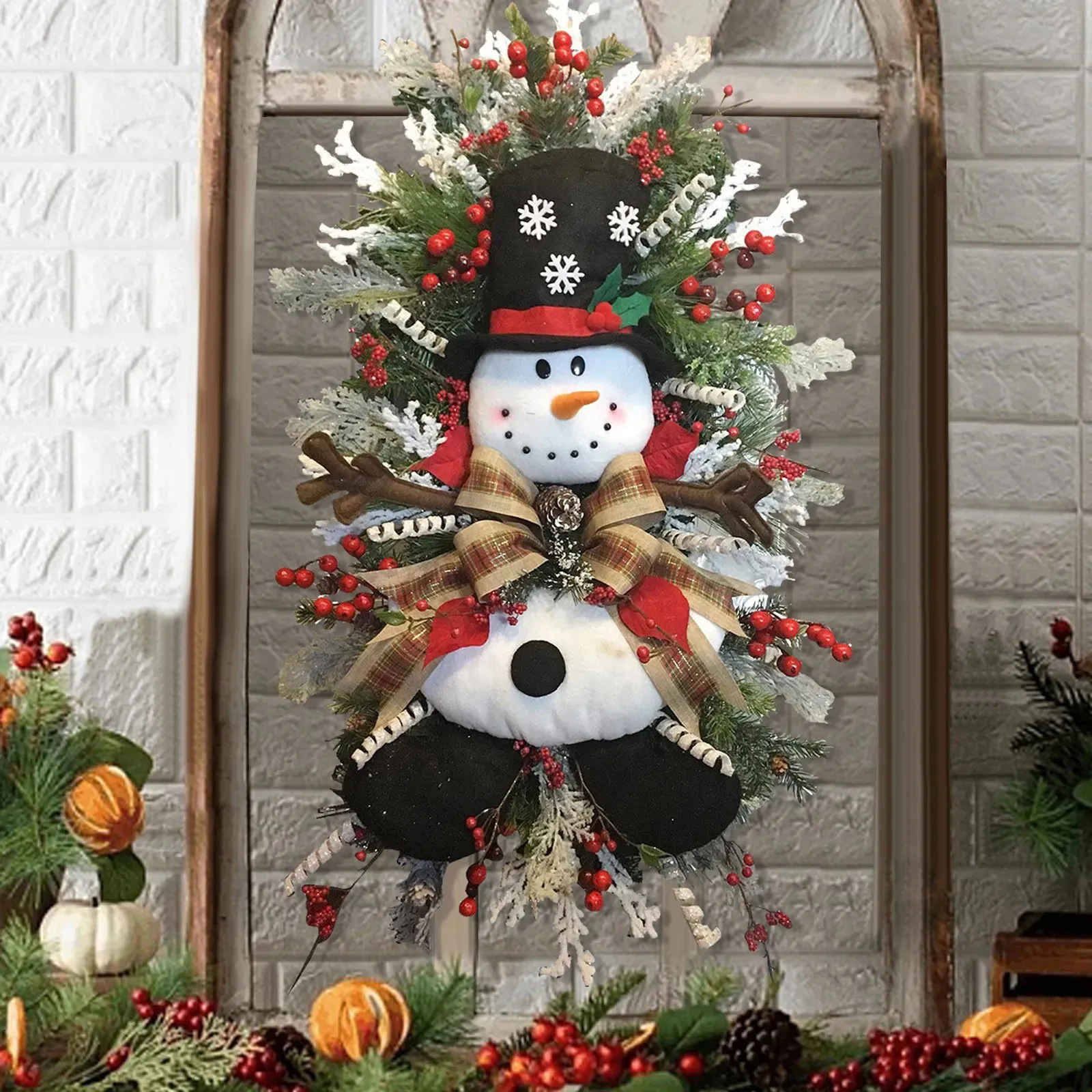 Juldekorationer Juldekoration Snowman Swag Wreath Christmas Hängande ornament framför dörren väggdekorationer God julgran krans 231023