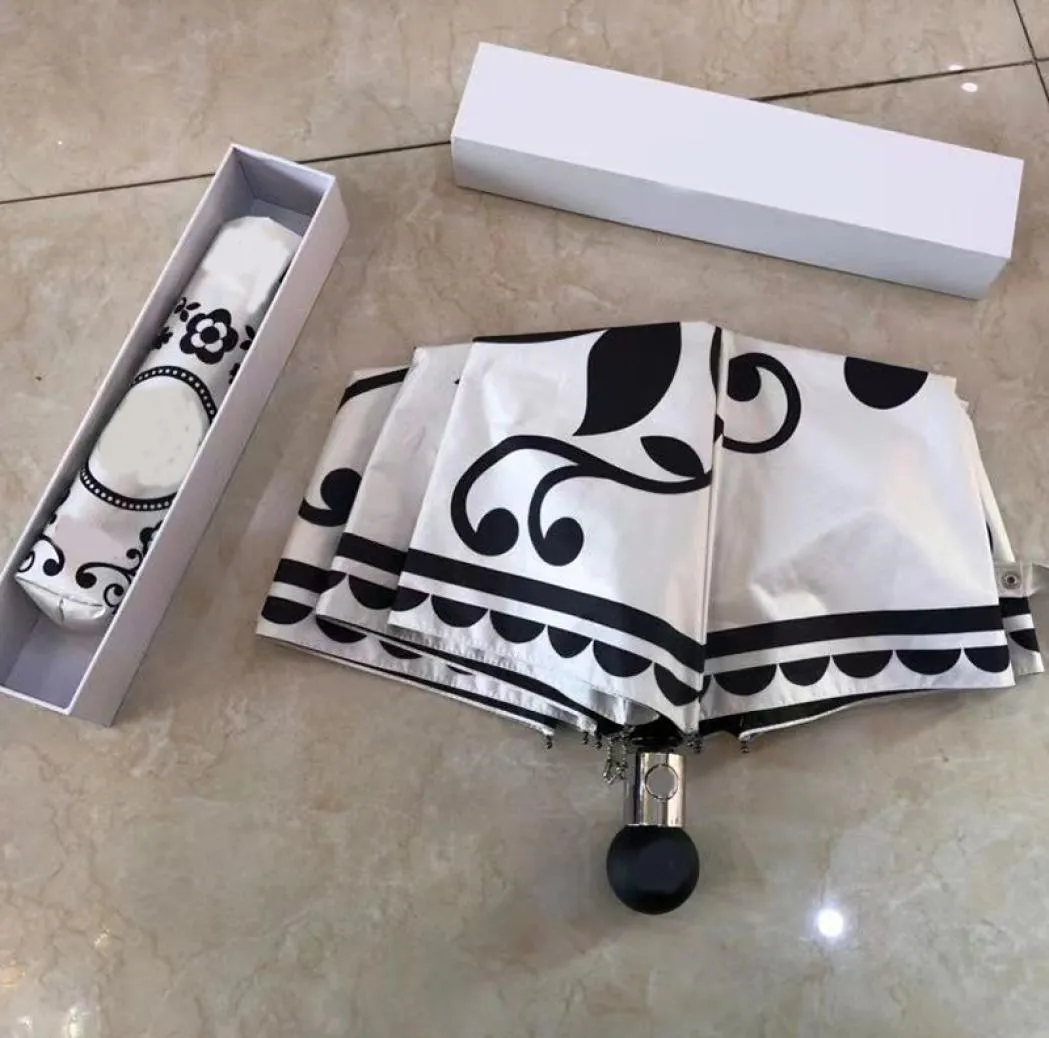 Женский зонтик с буквенным принтом, полностью автоматический мужской дизайнерский зонтик, коллекция портативных уличных дождливых зонтов с коробкой5328740