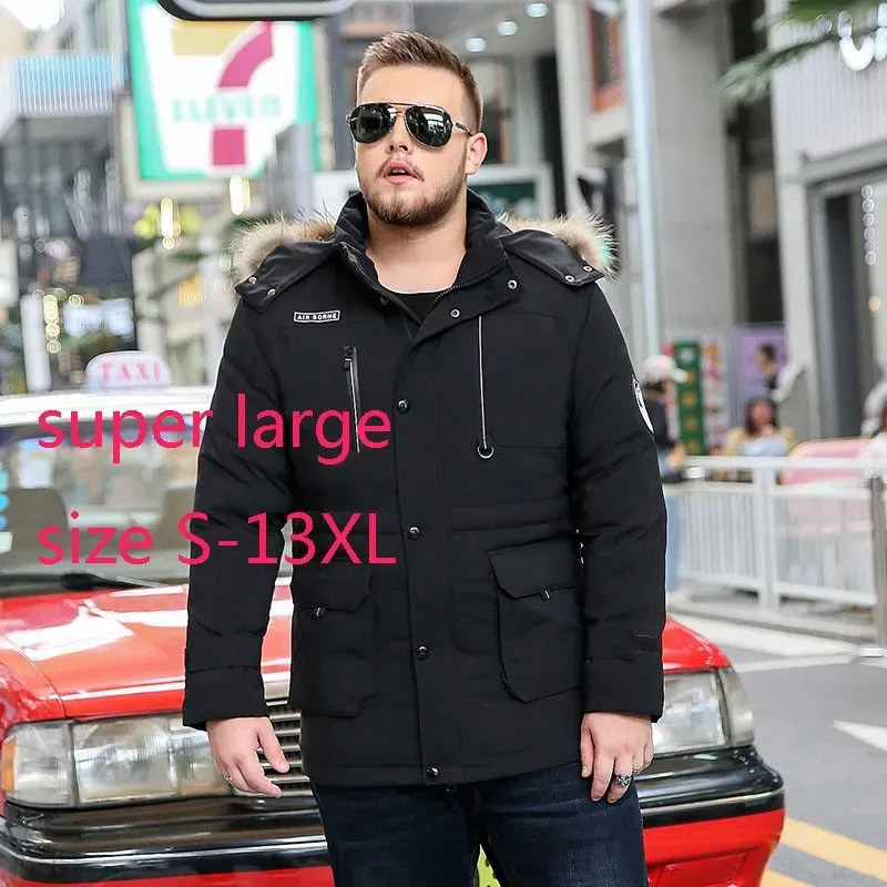 Męskie Down Parkas Przyjazd zima długie mężczyźni moda gęstość super duża płaszcz swobodna kurtka w dół plus size s-6xl 7xl 8xl 9xl 10xl 11xl12xl13xl231023