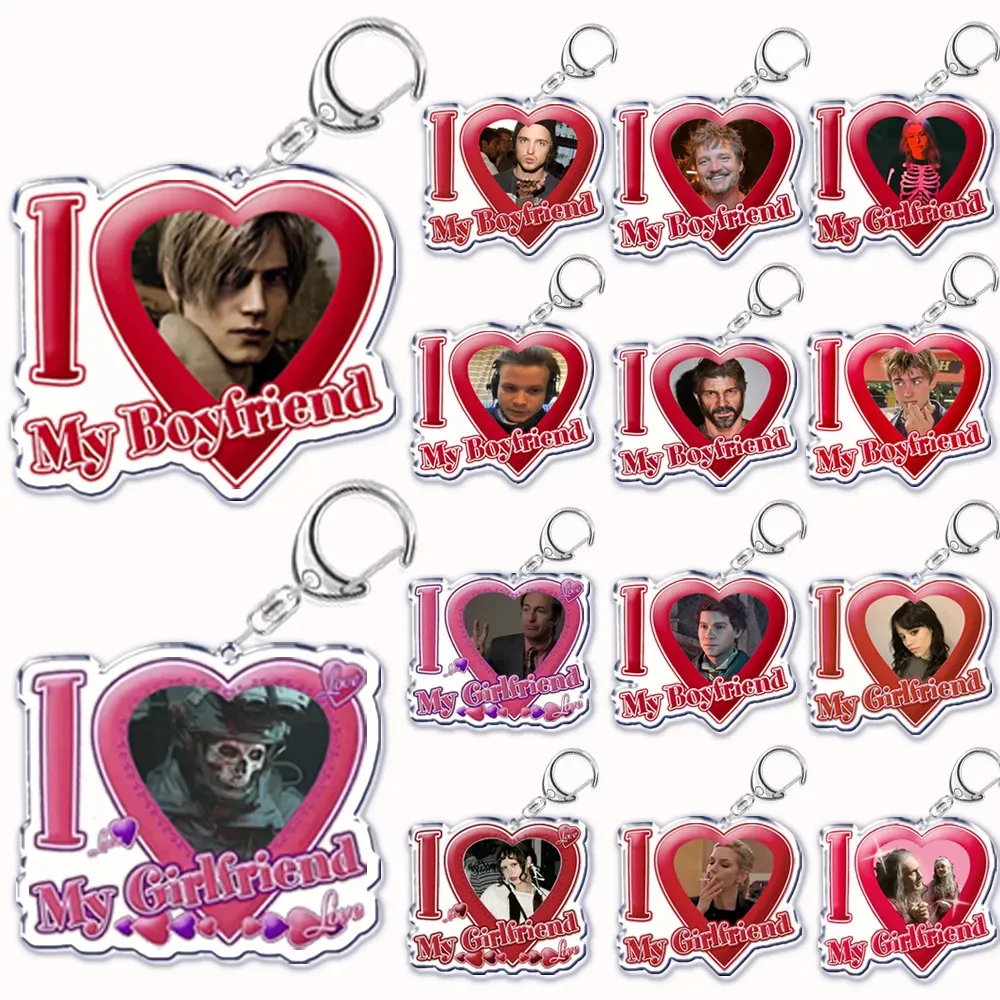 Keychains Lanyards Custom I Love My Boyfriend Girlfriend Heart Keychain for Women Accessories Bf Gf Key Chain Ring Jewelry Couple Gift 231025