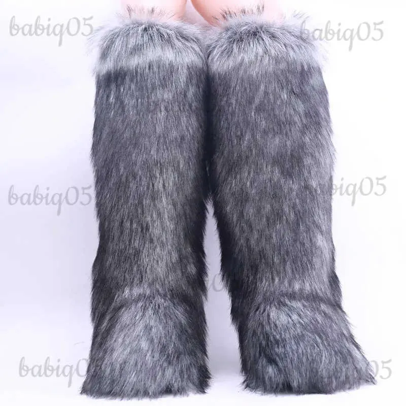 Stiefel 2023 Winter Frauen Pelz Über Das Knie Schnee Stiefel Weibliche Sexy Warme Plüsch Baumwolle Stiefel Luxurry Flauschigen Pelzigen Pelz lange Ski Stiefel T2310