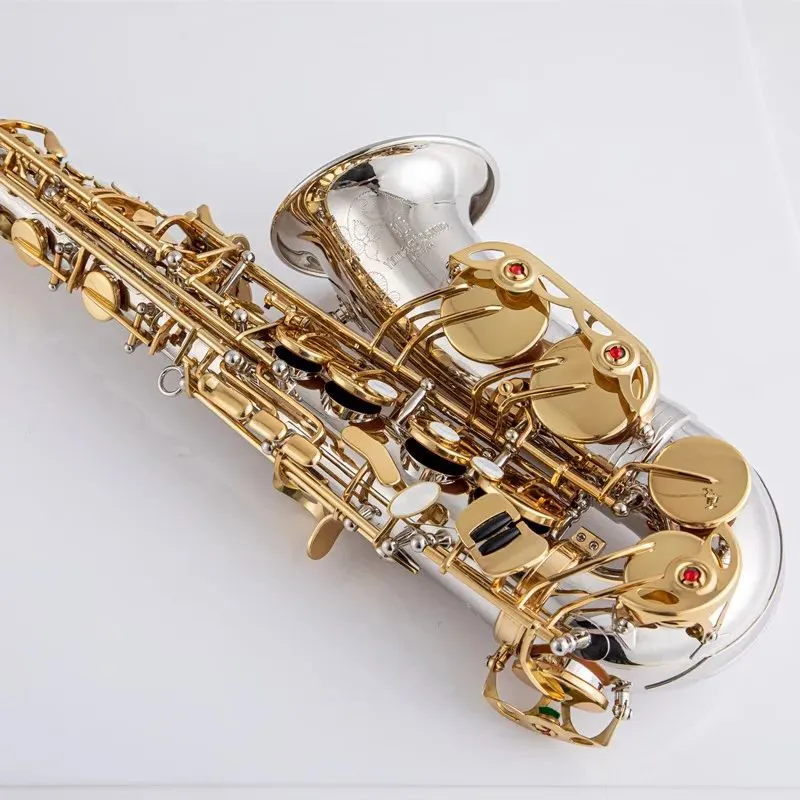 Brandneues A-WO37 Altsaxophon mit vernickeltem Goldschlüssel, professionelles Saxophon-Mundstück mit Koffer und Zubehör