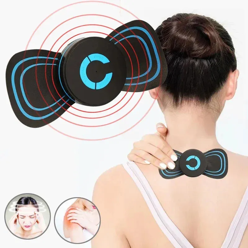 Massera nackkudde 2 st EMS Mini Electric Massager Stimulator smärtlindring Nacke Back Leg Health Care Relaxation Tool Cervical Portable Massage 231024