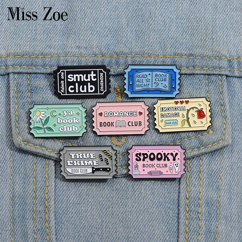 Boekenclub Emaille Pins Custom Read All Night Book Club Broches Revers Badges Vintage Stempel Grappige Sieraden Cadeau voor Kinderen vrienden