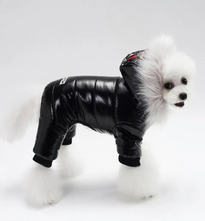 犬のアパレル厚い冬の雪の綿服ペットコート暖かい服を倒してパーカー子犬9609915