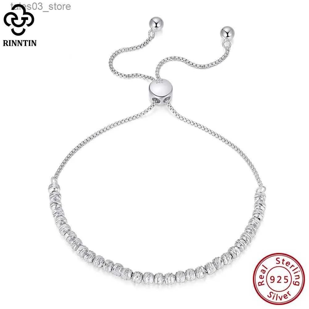 Charmarmband Rinntin 925 Sterling Silver Handmade italienska diamantklippta bolo 3mm pärlarmband för kvinnor Justerbara eleganta smyckespresent SB125 Q231025