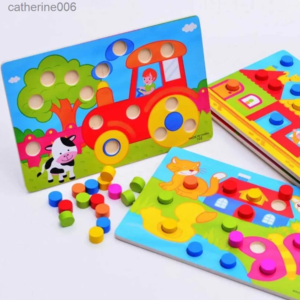الألغاز ثلاثية الأبعاد للألغاز الخشبية Jigsaw Toy Montessori Baby Toys Wood Cartoon Animal Game Kids Exival Educational Toys for Children Giftsl231025