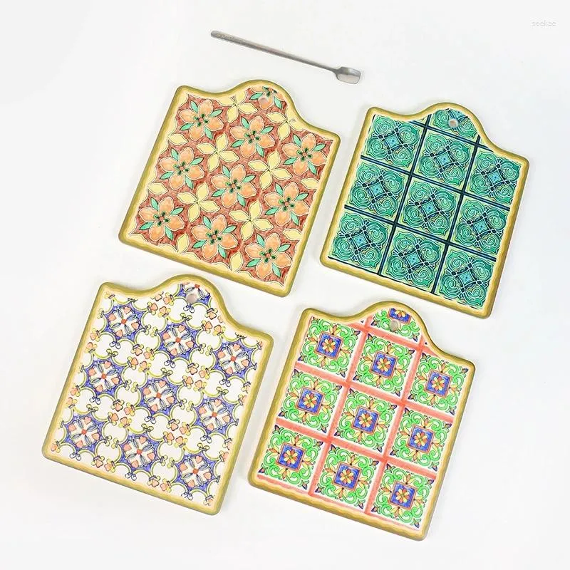 Table Mats Moroccan Style Vintage Patterns Ceramic Placemat Pot Mat Plate Bowl Insulation Simple Dining Decoration