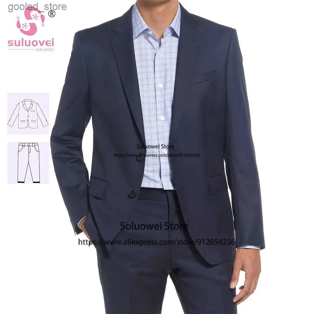 Costumes pour hommes Blazers Costumes d'affaires classiques pour hommes coupe ajustée 2 pièces pantalon ensemble marié mariage dîner fête bal smoking Blazer Terno Masculino Completo Q231025