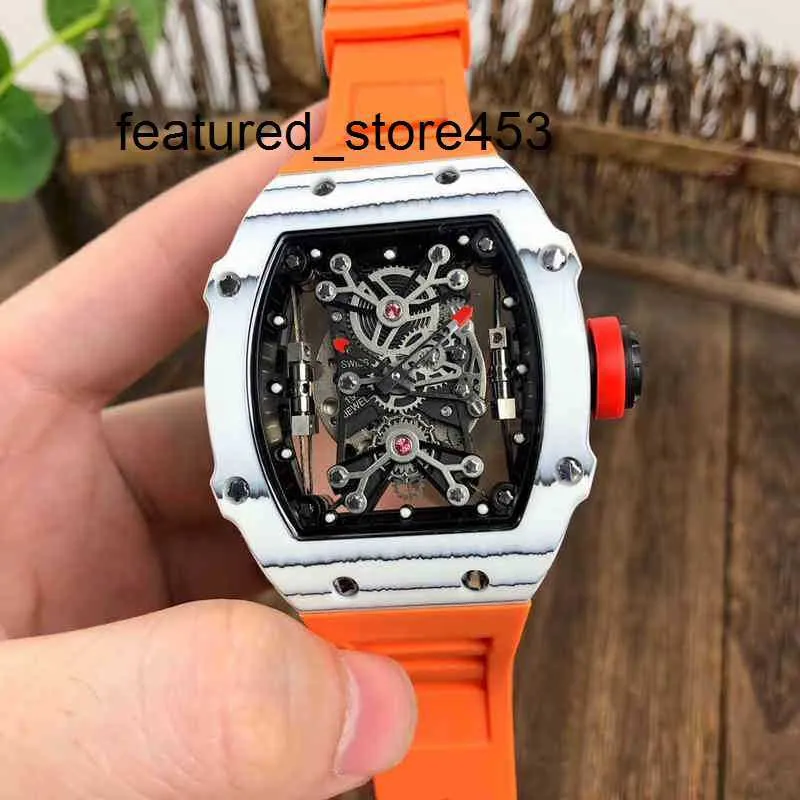 Ruch Watch Richd Mill Designer Projektant White White Condeen Fibre Men's World Automatic Mechanical Watch Dust Out Out Tape Sports Technology