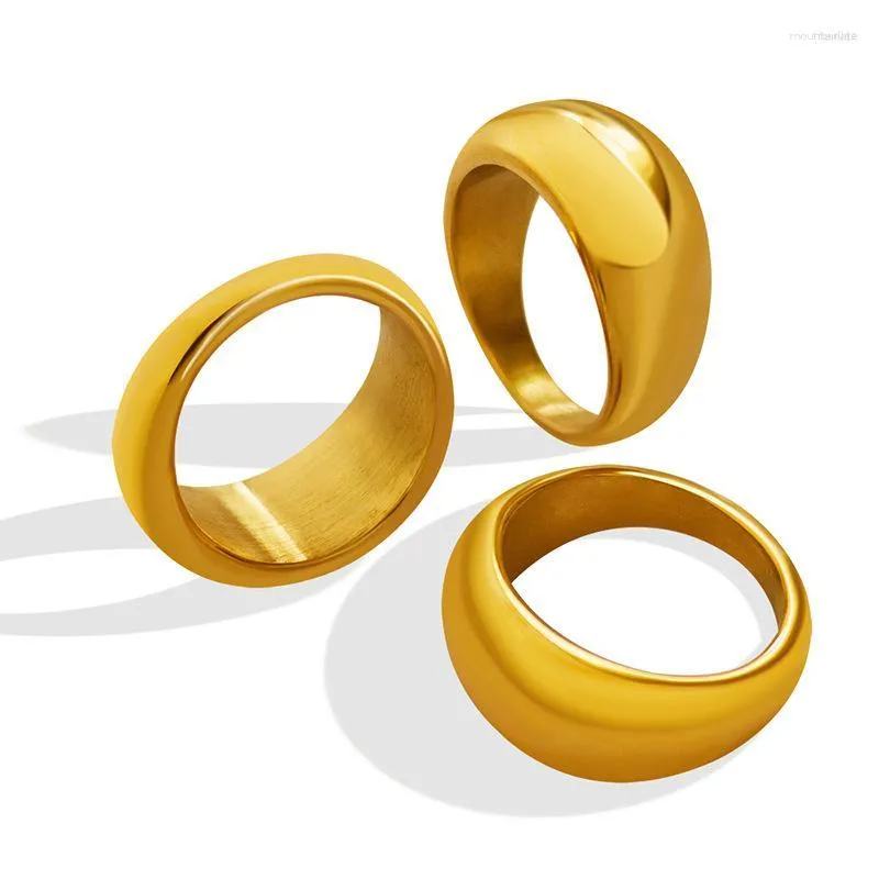 Anéis de casamento FYSARA Minimalista de aço inoxidável para mulheres homens noivado cor dourada suave círculo redondo joias de dedo
