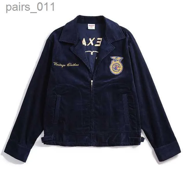 Retro Cargo Jacket For Men FFA Embroidered Corduroy Zip Up Retro Cargo Jacket For Men FFA Embroidered Corduroy Zip Up