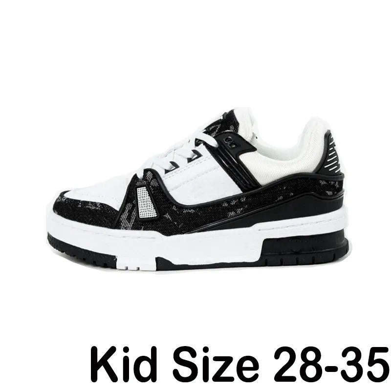 2023 Designer Sneaker kids Virgil Trainer Casual Shoes Calfskin Leather Abloh White Green Red Blue Letter Overlays Platform Low Sneakers Size28-35