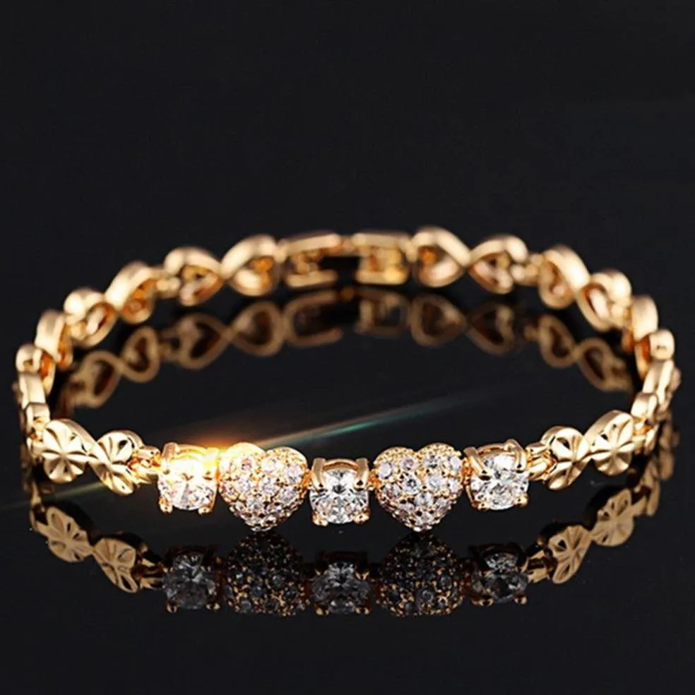 أساور حب سحر المثلجة القلبية عقدة الماس الفاخرة أنيقة المصمم المجوهرات للنساء الفتيات 18K عيد ميلاد الذهب BRA301Q