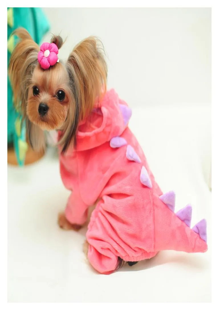 SEIS Dog Dinosaur Suit Halloween Cat Costume Pet Dino Hoodie for Small and Medium Dogs Winter Warm Clothing4352942