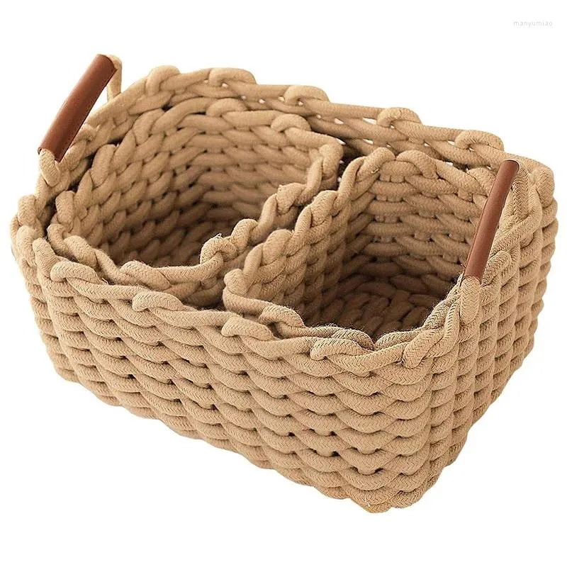 Paniers de rangement 3 pièces panier de corde de coton enfants organisateur bonbons nourriture tissé à la main pour pépinière vêtements de bébé serviettes