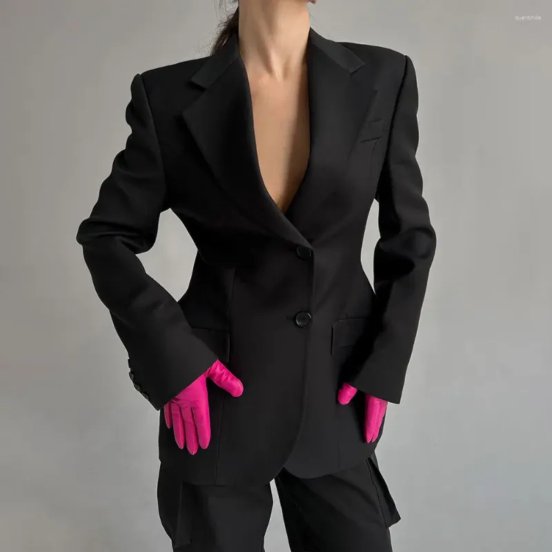 Luxurious Womens V Neck Wrap Suit Blazer for 2024 Winter Fashion Elegant Slim Fit Coat for Official Wear Autumn Collection