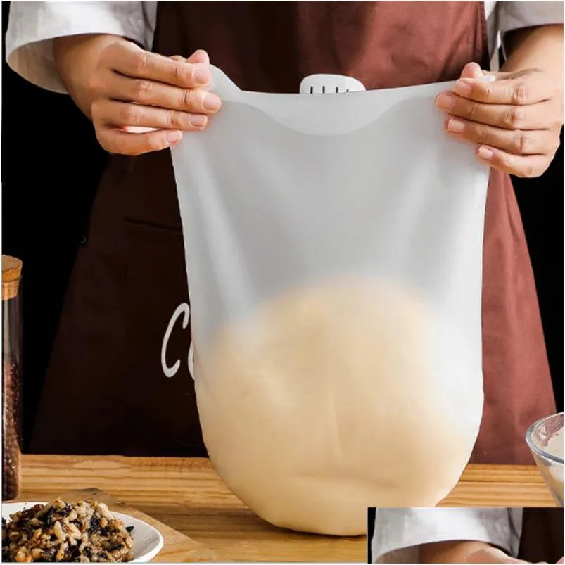Other Bakeware Wholesale Kitchen Sile Dough Flour Kneading Mixing Bag Reusable Cooking Pastry Tools Bags Bakeware Drop Delivery Dhnkl