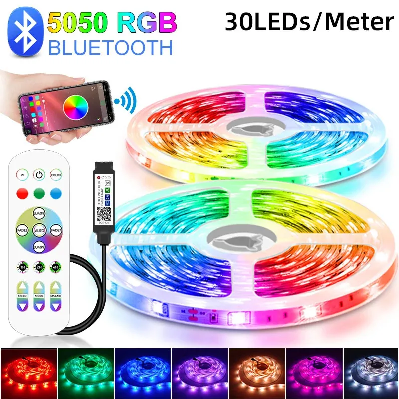 30LED/meter Bluetooth LED light strip 5050 WIFI RGB flexible tape TV color 1M-3M 5M 10M 15M 20M 25M 30M for bedroom parties 231025
