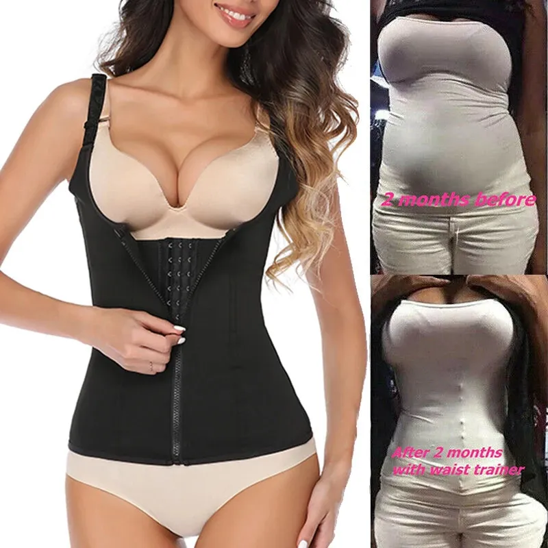 1 PC Débardeur d'entraînement à la taille pour femmes Abdomen Fille façonnant la taille à volants Poitrine serrée Bandoulière réglable Fermeture éclair Crochet Grande taille façonnant 231025