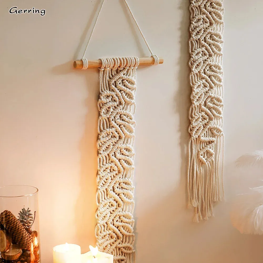 Tapisseries Gerring Nordique Bohème Macramé Tenture Murale Mignon Chambre Décor Cadeaux De Noël Tapisserie Vintage Ornement Salon Décoration 231024