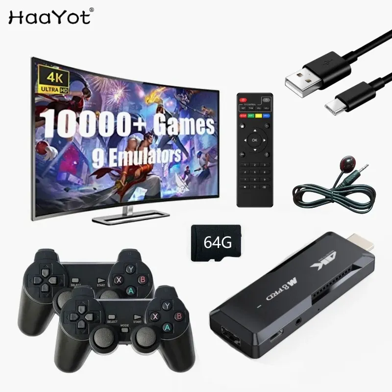 Controladores de jogo Joysticks Retro Game Console Wireless Handheld Game Console 64GB 10000 Classic Game Wireless Controllers 9 Emulator Consoles Ideal Gift 231024