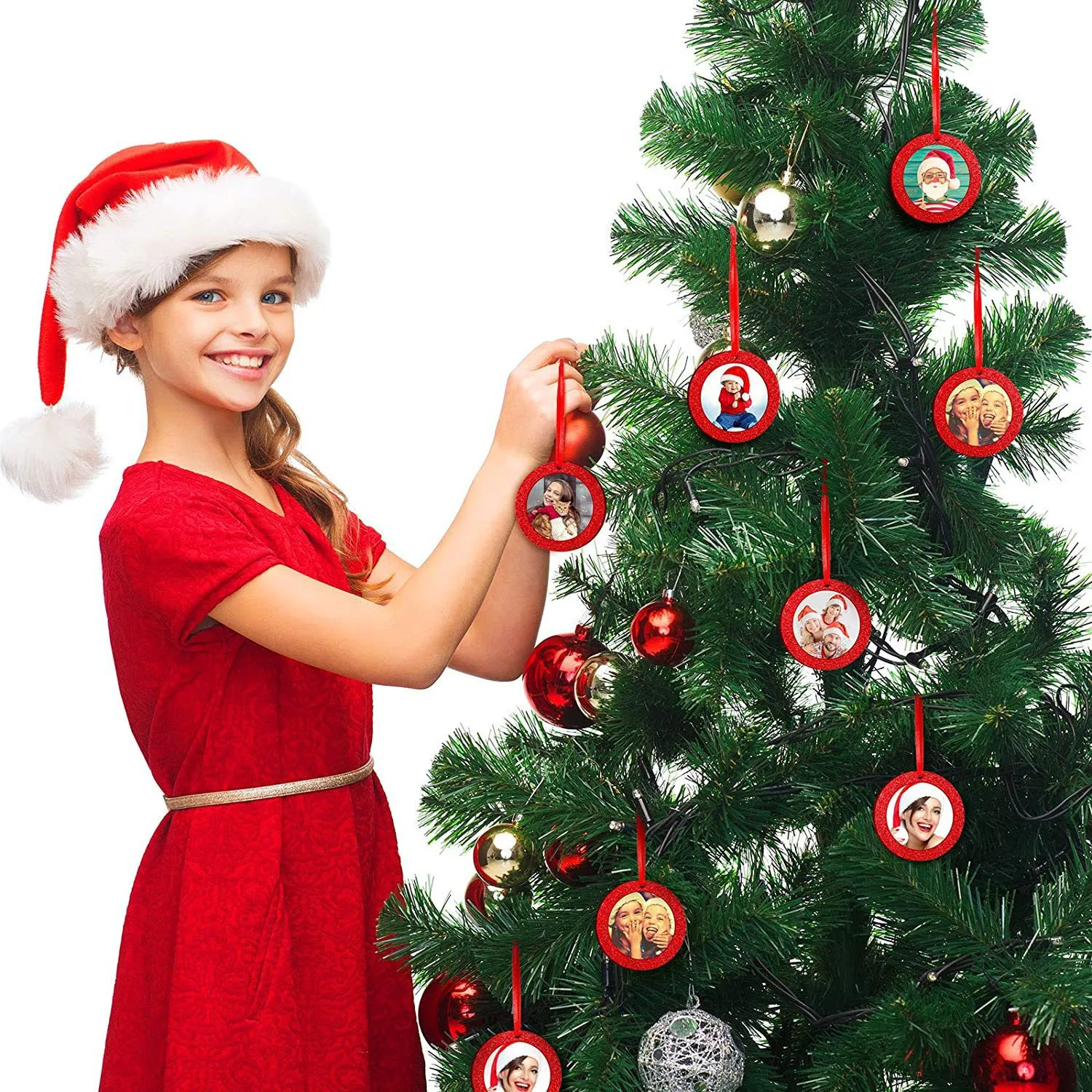 WOFASHPURET Cornici Per Foto Natalizie in Feltro 2 Pezzi, Cornici Fai Da Te Decorative Per Decorazioni Casa Di Natale, Resistenti e Facili Da