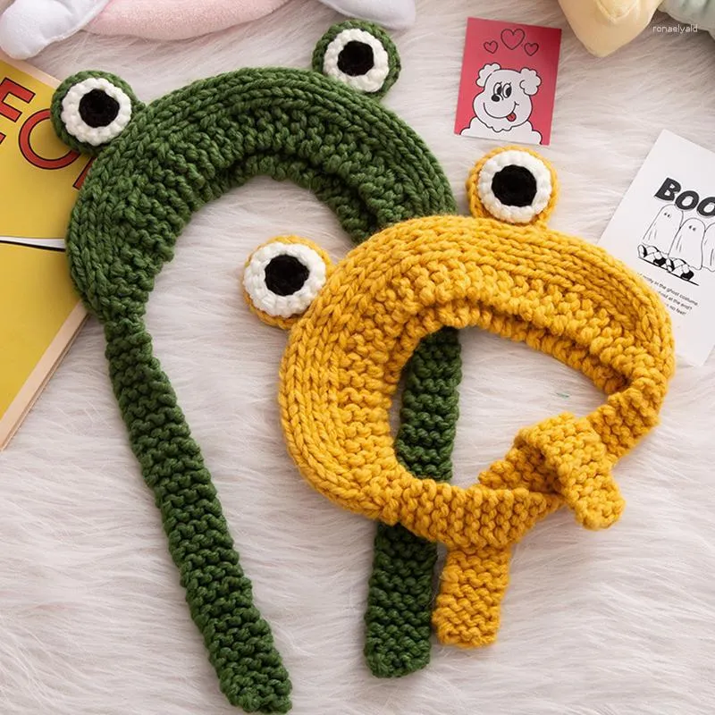 Beanies Beanie/Skull Caps Autumn Winter Frog Warmer Ear Knitted Headband Girl Crochet Hairband Headwrap Wide Stretch Girls Head Band