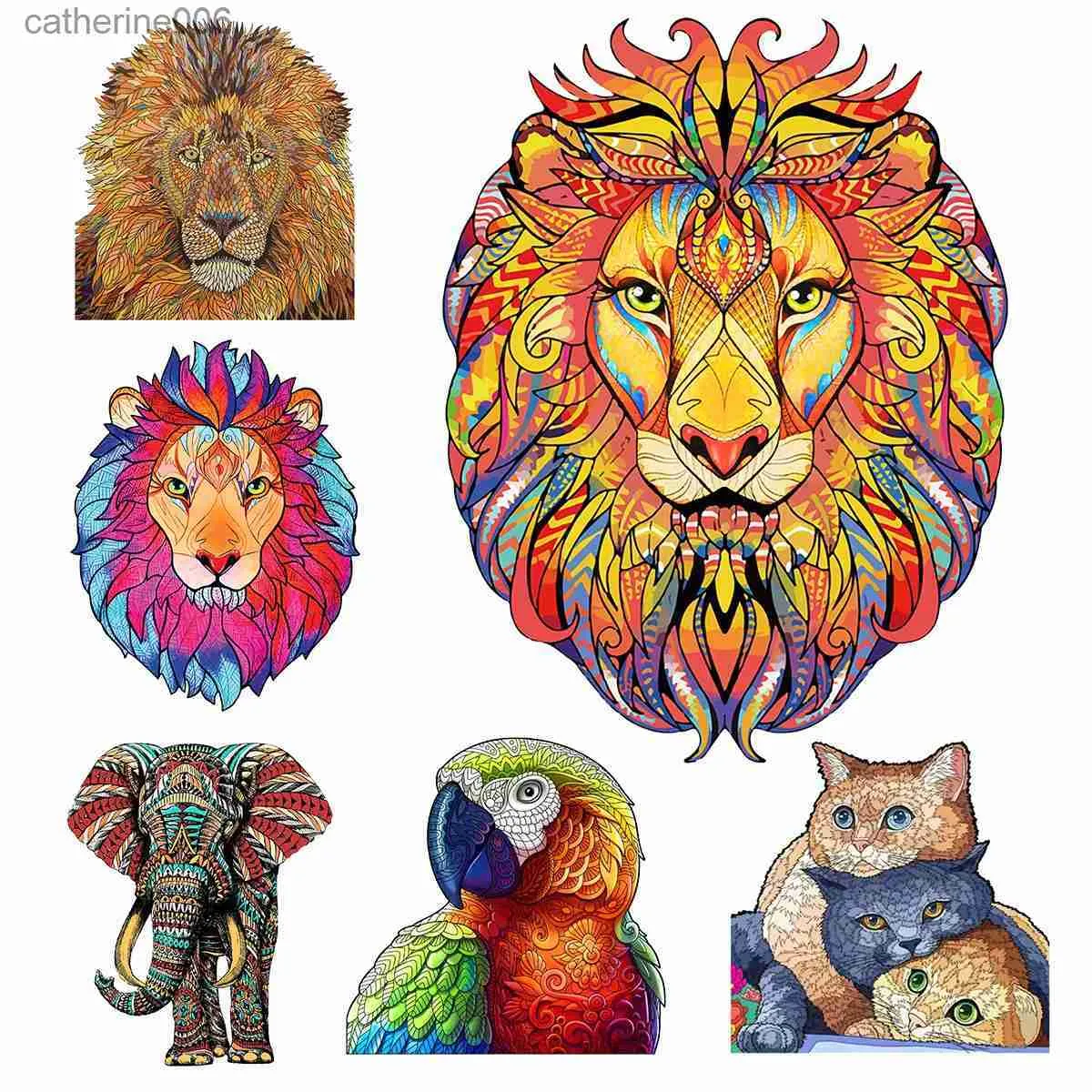 Wooden Animal Jigsaw Puzzles for Kids & Adults - Elegant Elephant ...