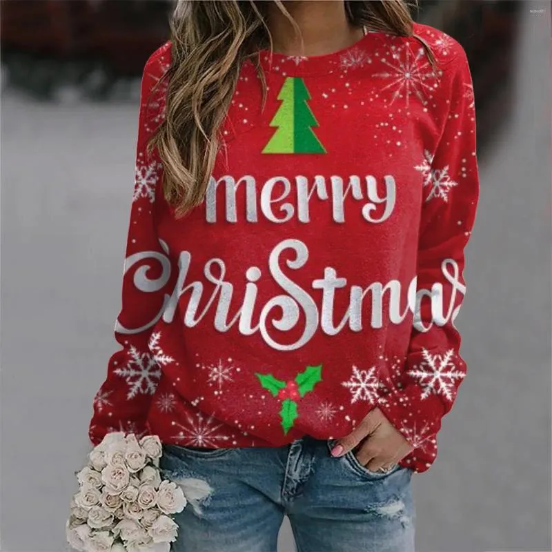 Dameshoodies Vrolijk kerstsweatshirt voor dames Grappige boomvrachtwagen Grafische trui Ronde hals Casual losse pasvorm Blouse Dames herfst