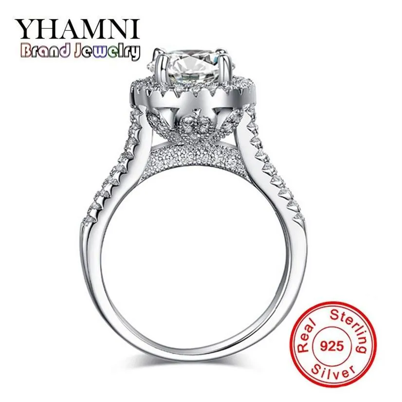 YHAMNI mode Original solide 925 en argent Sterling de luxe diamant anneaux de mariage femmes bijoux de fiançailles de mariage JZ090250P