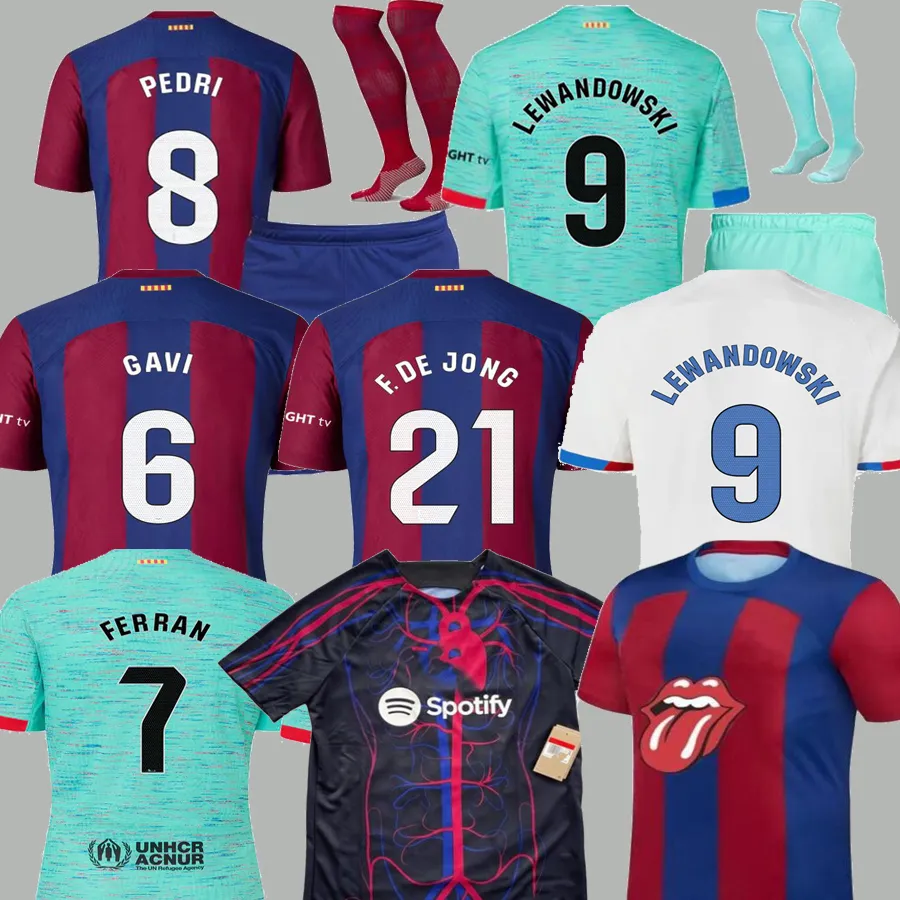 23 24 voetbalshirt barcelonas Gundogan MartInez ANSU FATI PEDRI Kounde LEWANDOWSKI Camisetas de football Raphinha GAVI 2023 2024 ADAMA FERRAN shirt BARCAS heren kinderen