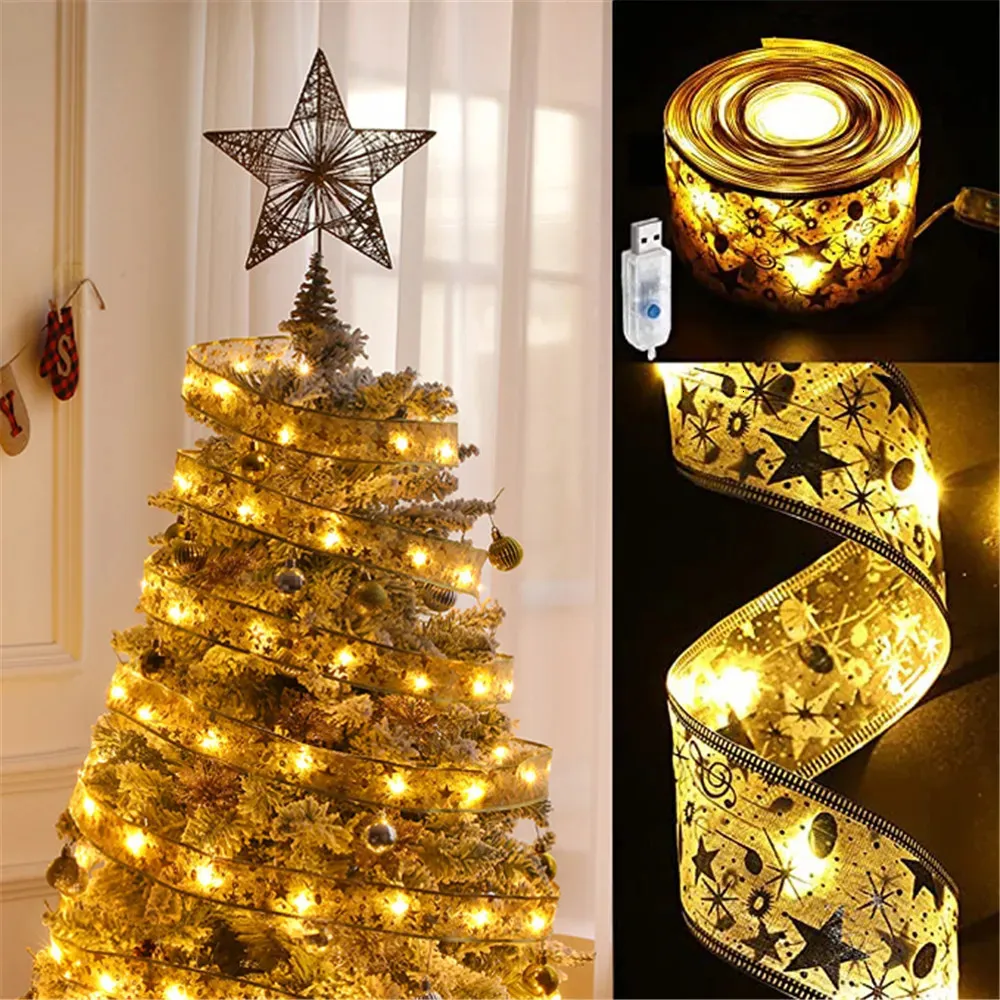 Kerstversiering 10M Boomlint Lichtslingers USB-stekker Breedte 63cm 8 Modi Kerstverlichting voor Bruiloft Feestdecoratie 231025