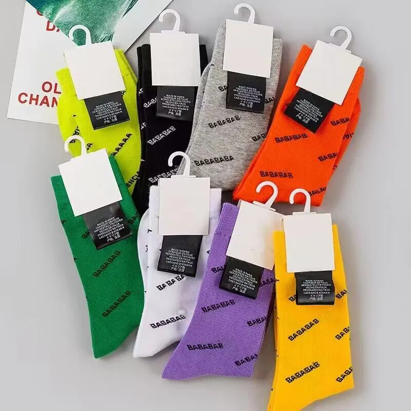 Designer Socks Mens damskie bawełniane skarpetki klasyczny litera BA wygodna wysokiej jakości moda flash pończochy