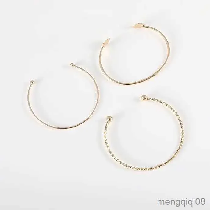 Bangle Mode Eenvoudige Gouden Manchet Armbanden Voor Vrouwen Bladeren Armbanden Populaire Open Bangle Armbanden Driedelig pak R231025