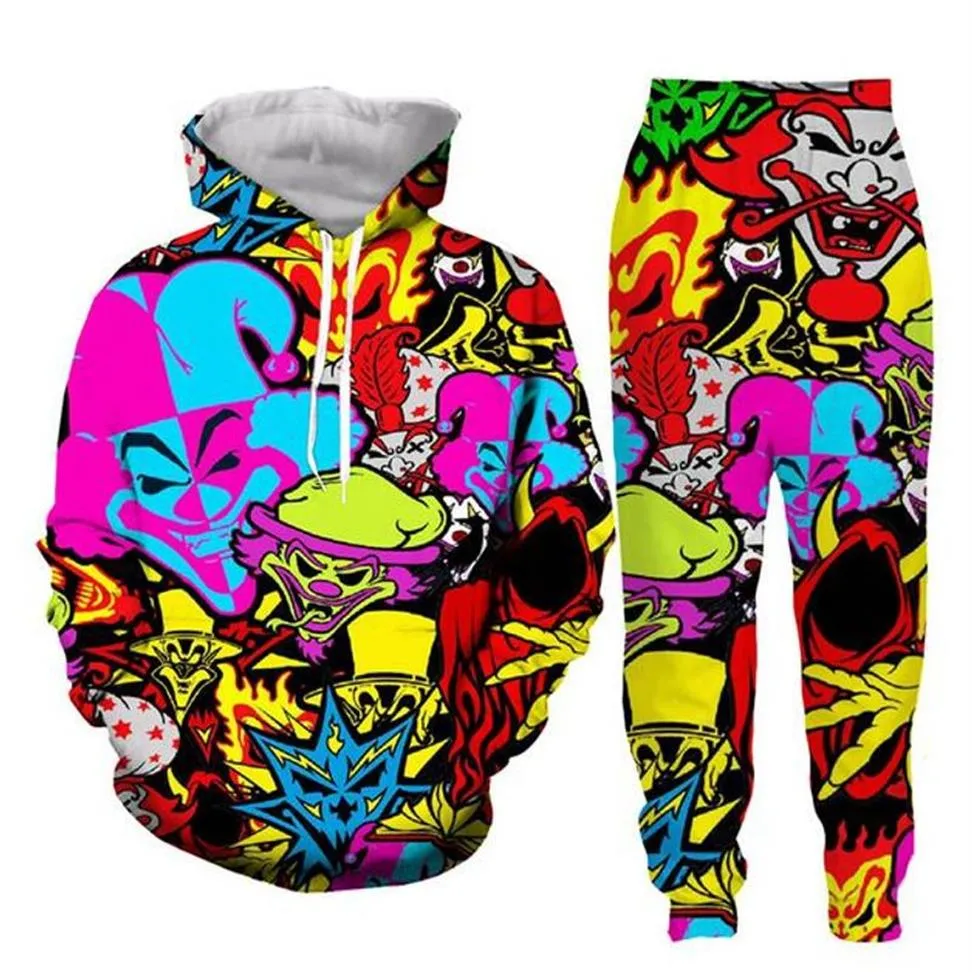 Cała-nowa moda mężczyzn Women Insane Clown Posse Bluza Joggers Zabawne 3D Drukuj Unisex Bluzy Spodnie ZZ045309H